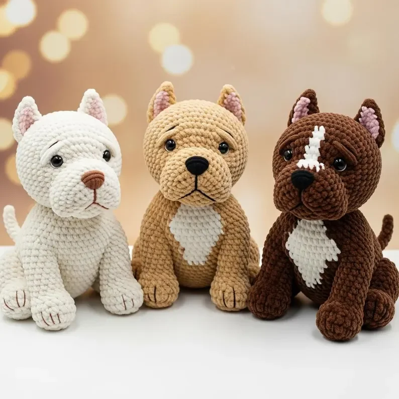 Handmade Crochet Pitbull Plushies