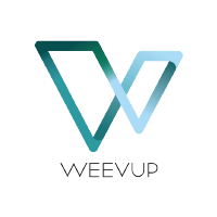 Logo de WEEVUP avec un symbole géométrique en V