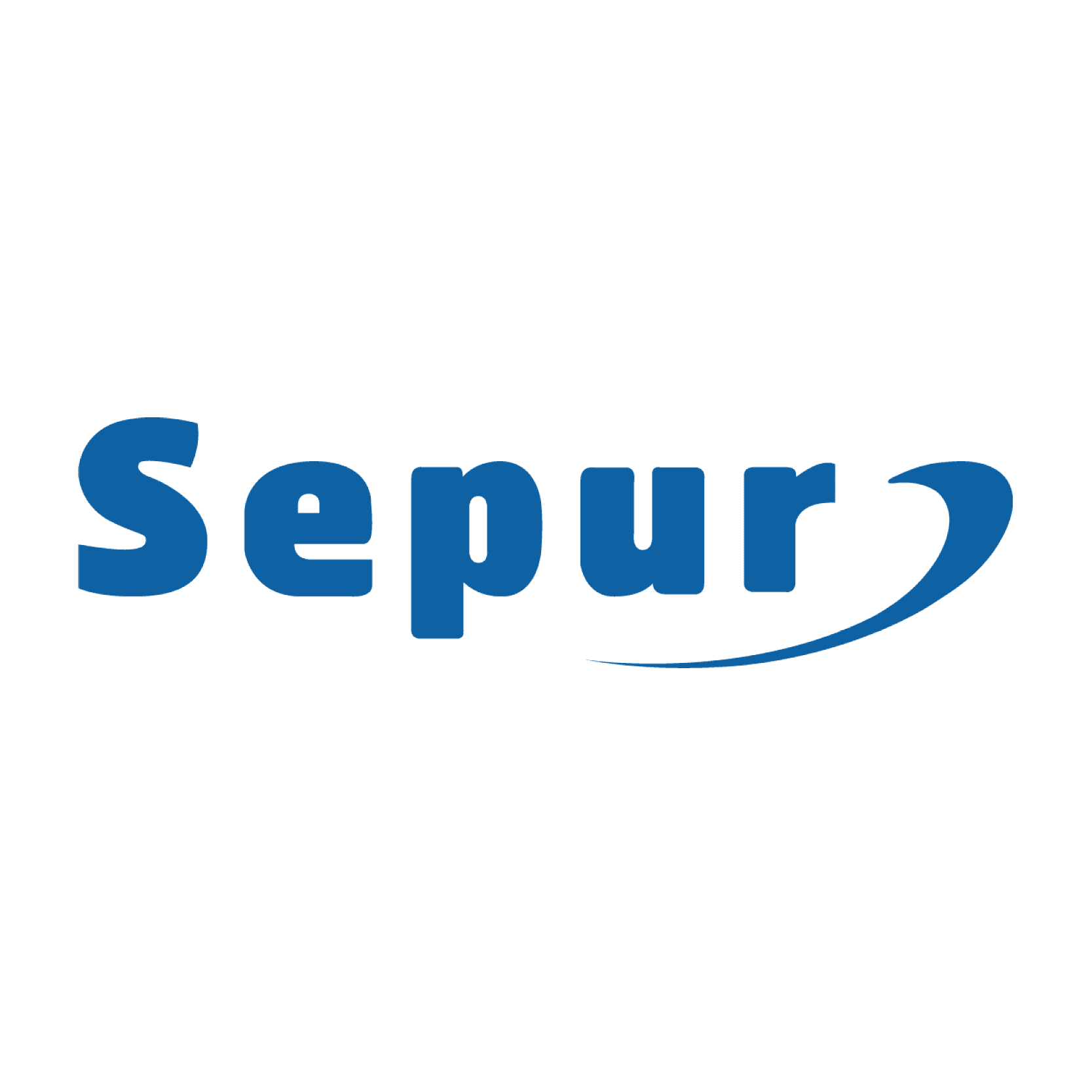 Logo de la société Sepur en bleu avec une flèche en dessous du nom.