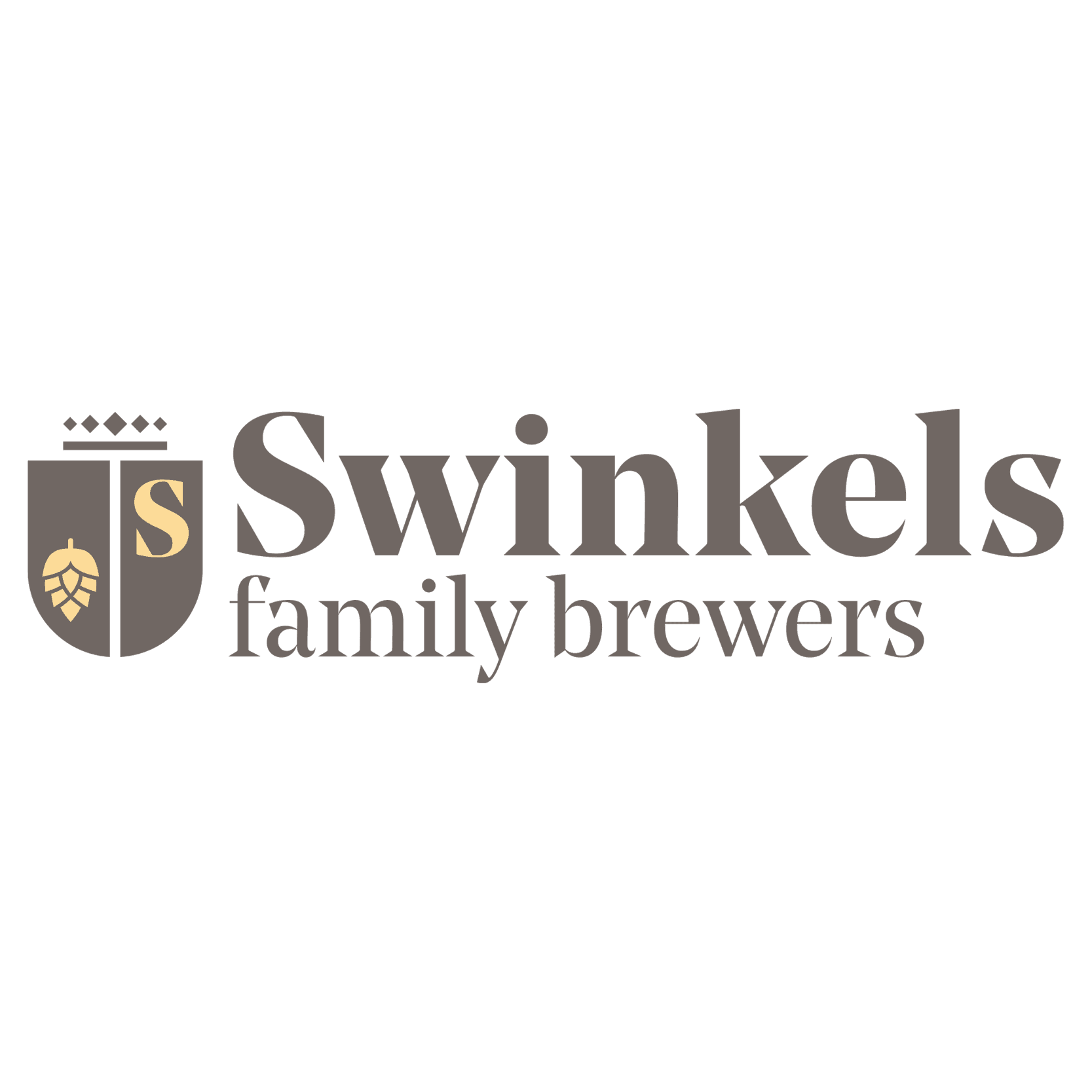 Logo de Swinkels Family Brewers avec un écusson représentant une feuille de houblon et la lettre 'S'.