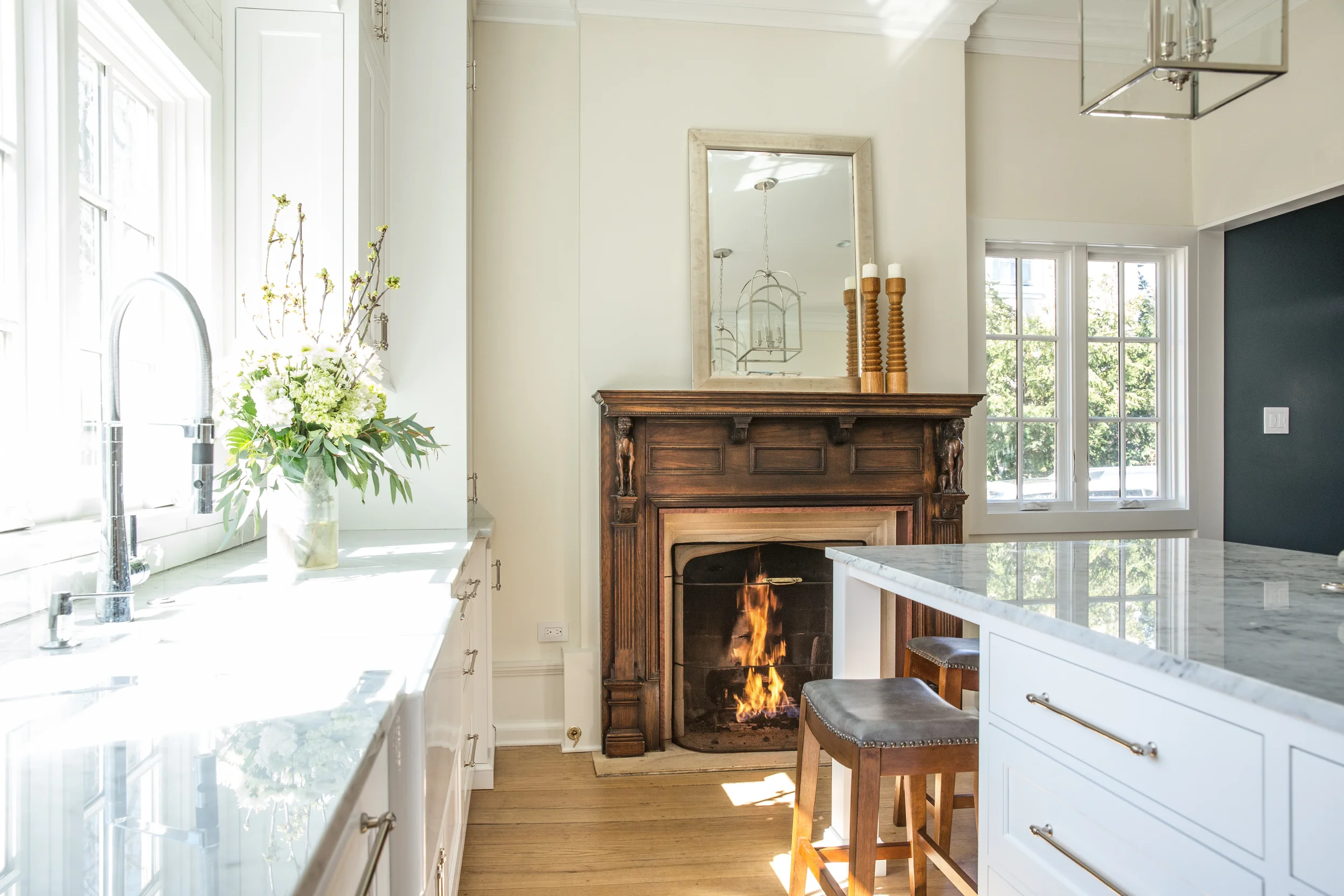 historical kitchen with fireplace