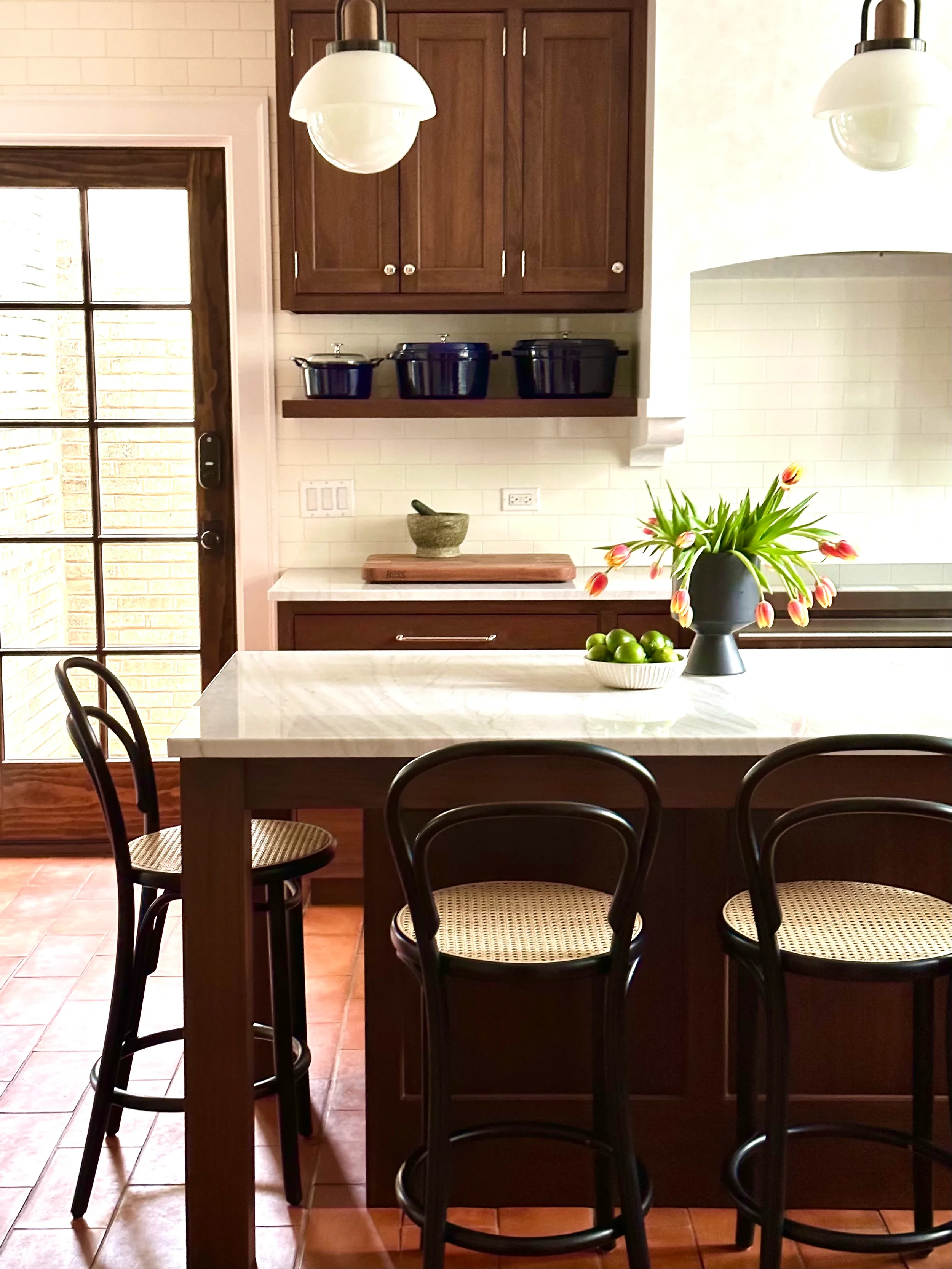 mid-century & traditional warm wood kitchen