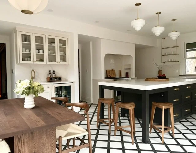 black and taupe kitchen