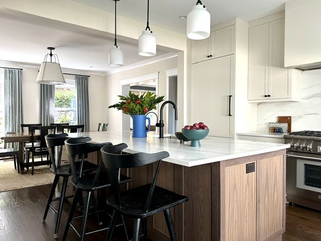 wood and taupe kitchen new open plan in historical house