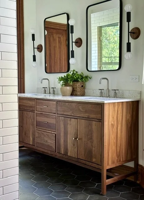 wood main bathroom vanity
