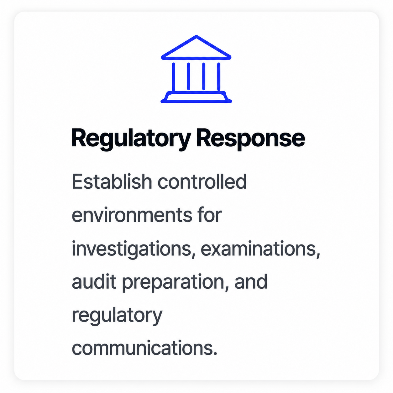 VOXTEN Clean Room for Regulatory Response. Secure environment for investigations, examinations, audit preparation, and regulatory communications with governed collaboration and evidence generation capabilities.