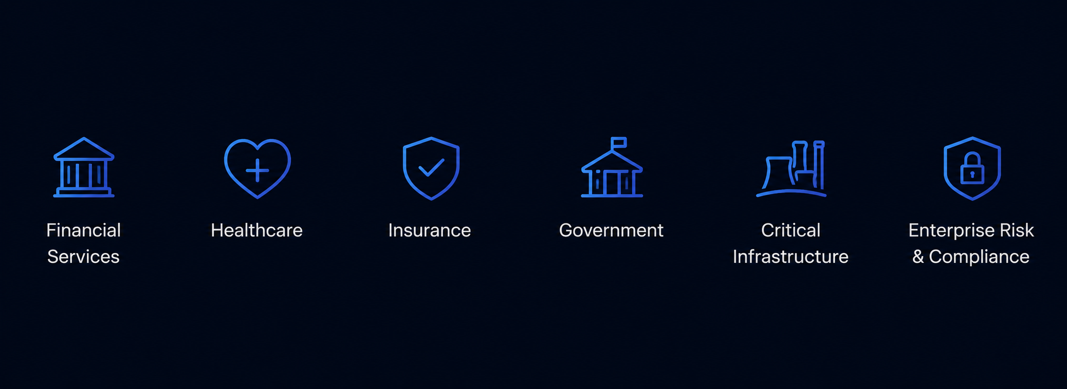 Financial services, healthcare, insurance, government, critical infrastructure, enterprise risk and compliance