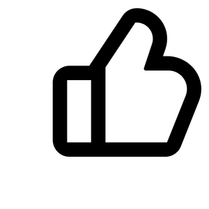 Ein stilisiertes schwarzes und weißes Symbol, das ein Daumen-Hoch darstellt.