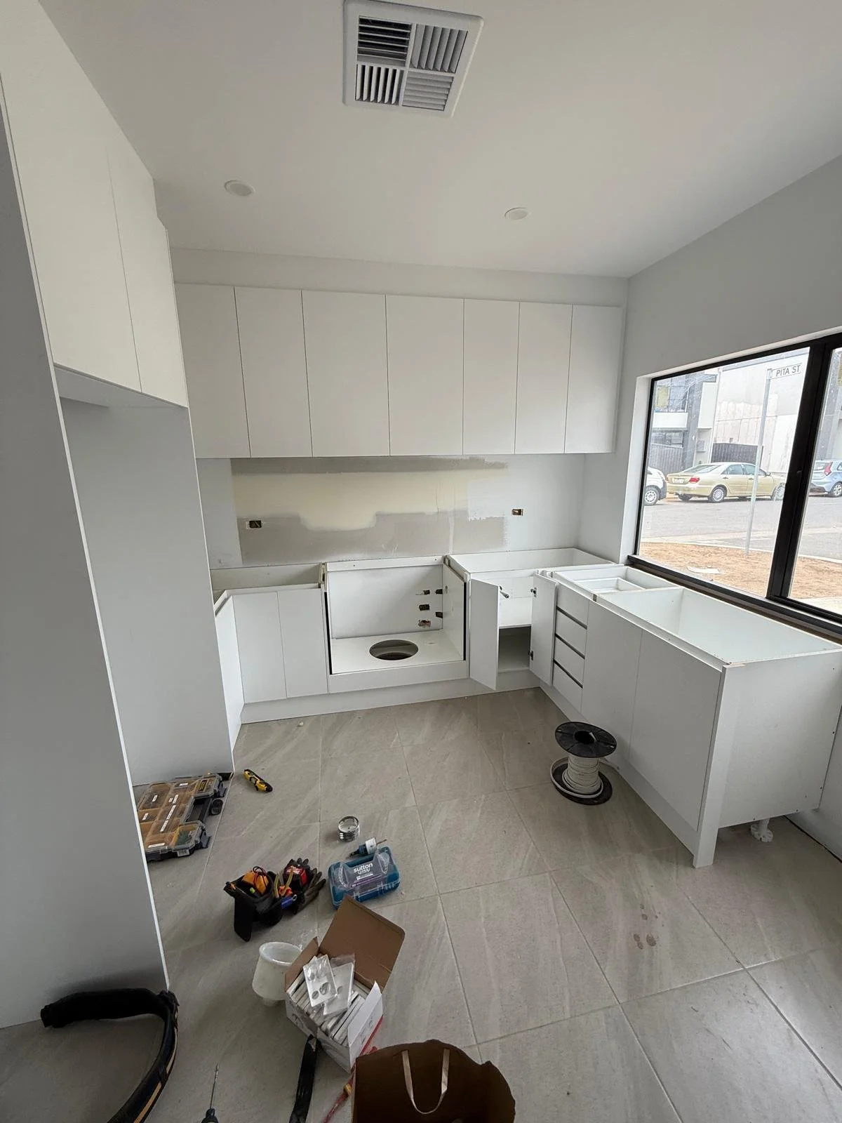 Picture of kitchen being installed