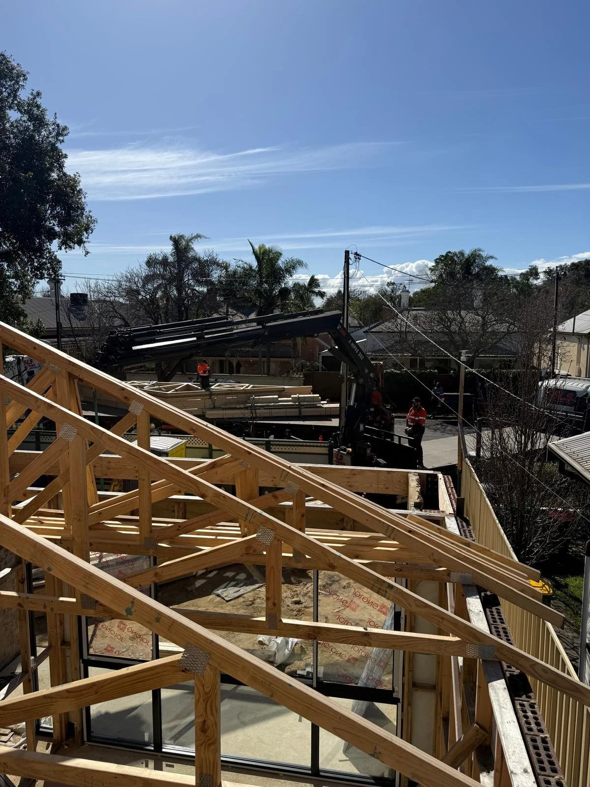 Image of frame being assembled from Carter St frame
