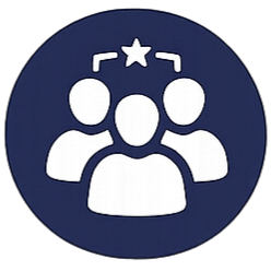 Icon of three people with a star above, representing a group or team