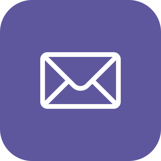 Icon of a white envelope on a purple background.