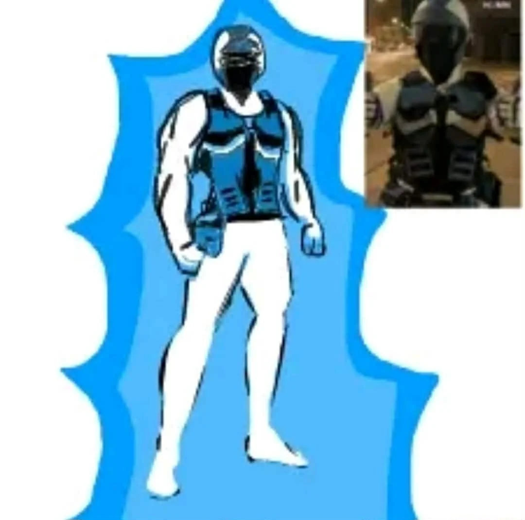 Illustration of a person wearing a badge, tactical vest, helmet, and goggles, standing confidently against a blue background, with a photograph of a similar individual dressed in police or tactical gear inset in the top right corner.