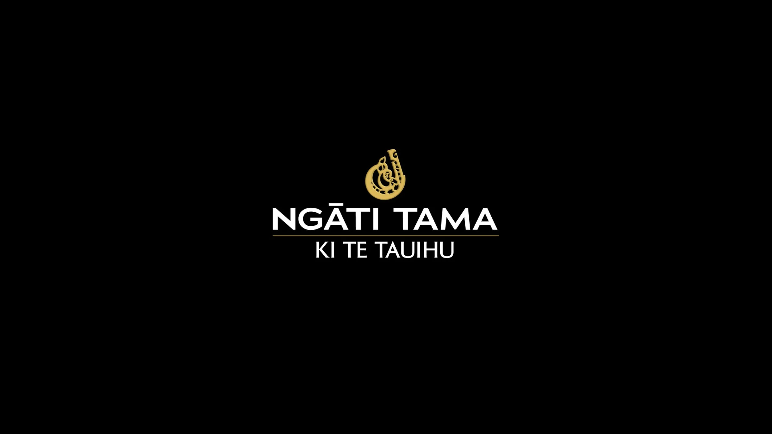 Logo with a stylized gold saxophone icon above the text 'NGĀTI TAMA KI TE TAUIHU' on a black background.