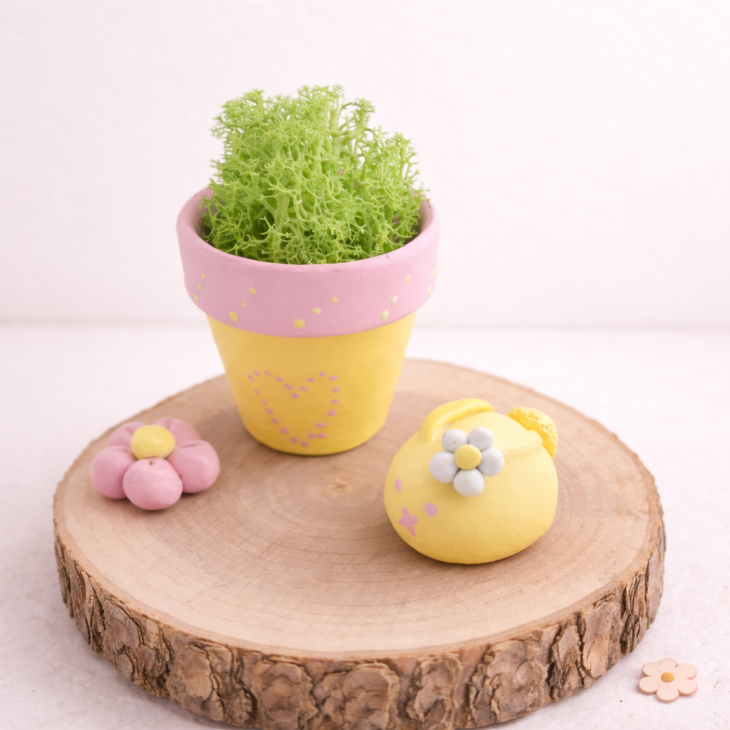 Tiny bunny garden – mini univers pastel en argile