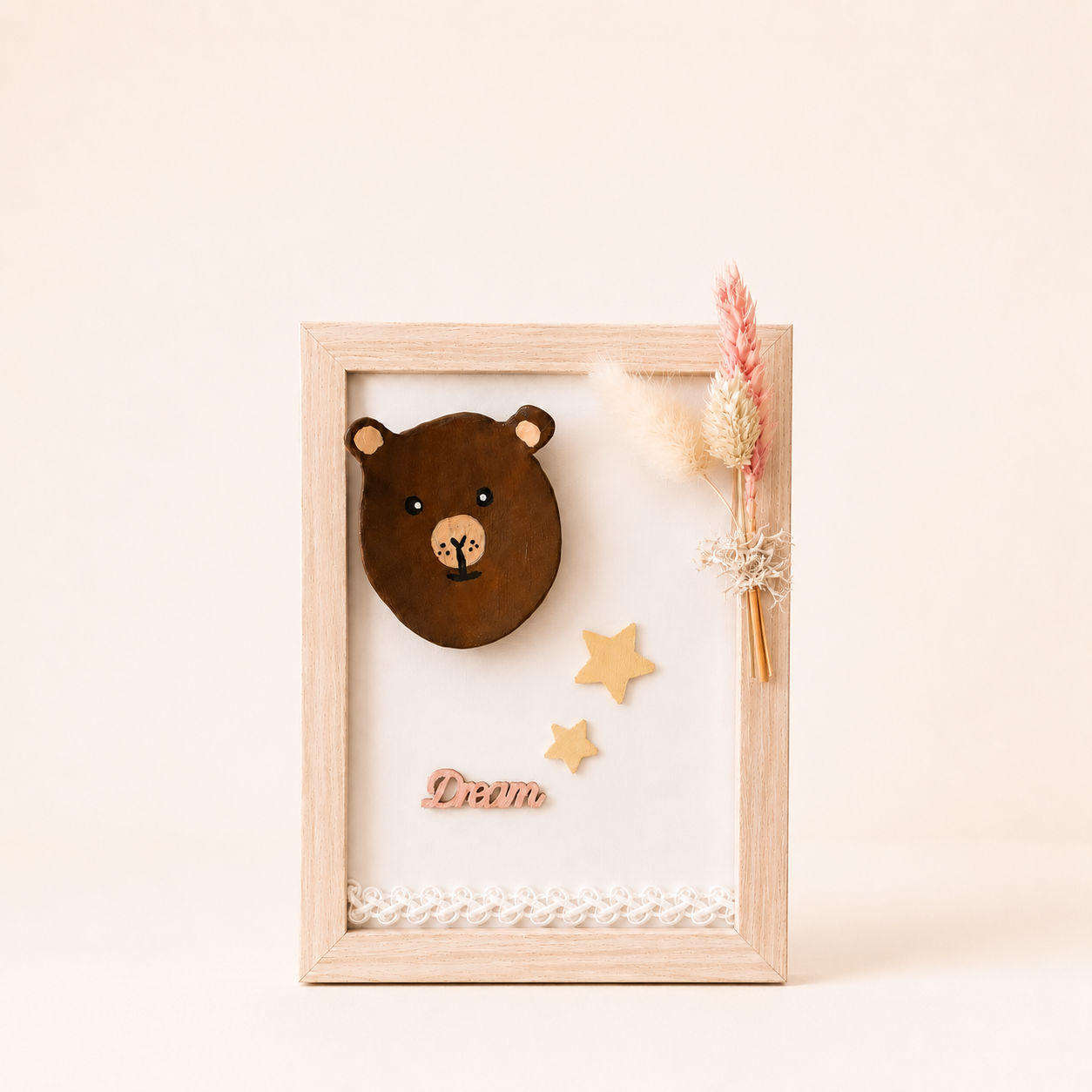 L'ourson rêveur – Décoration murale artisanale