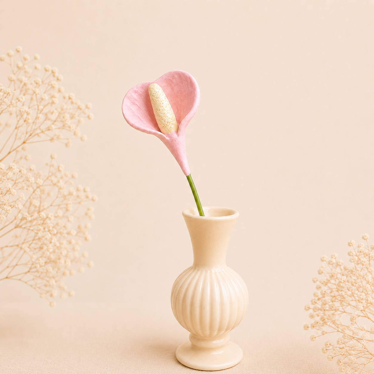 Lys éternel rose — fleur décorative en argile