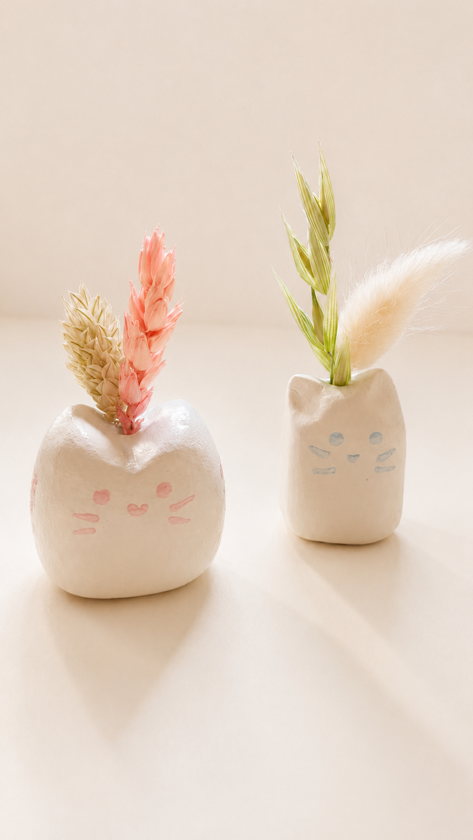 Rosie & Nico — duo de mini vases chats en argile fait main
