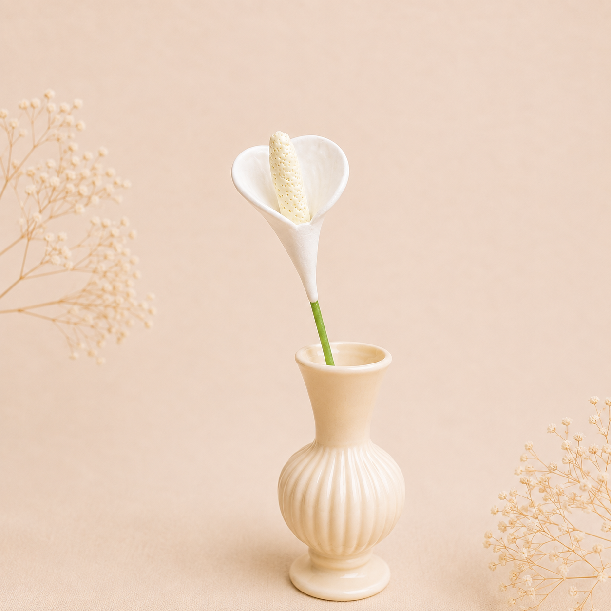 Lys éternel blanc — fleur décorative en argile