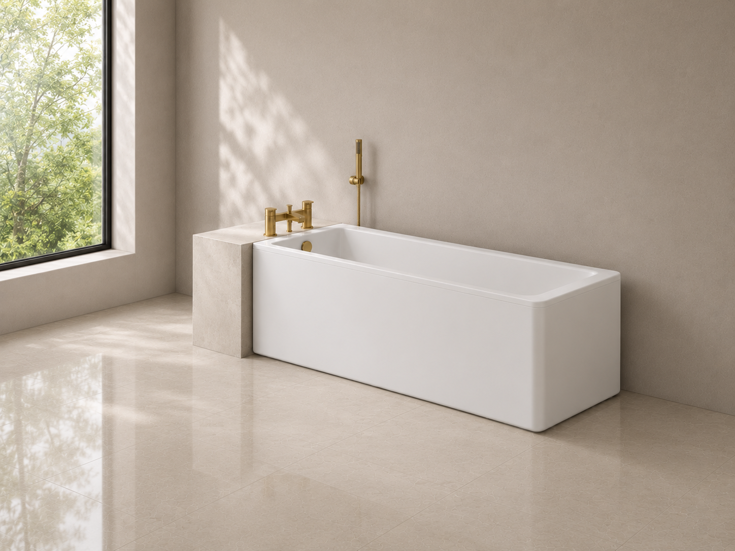 Steel Bath Tub & Pureform Bath Mixer