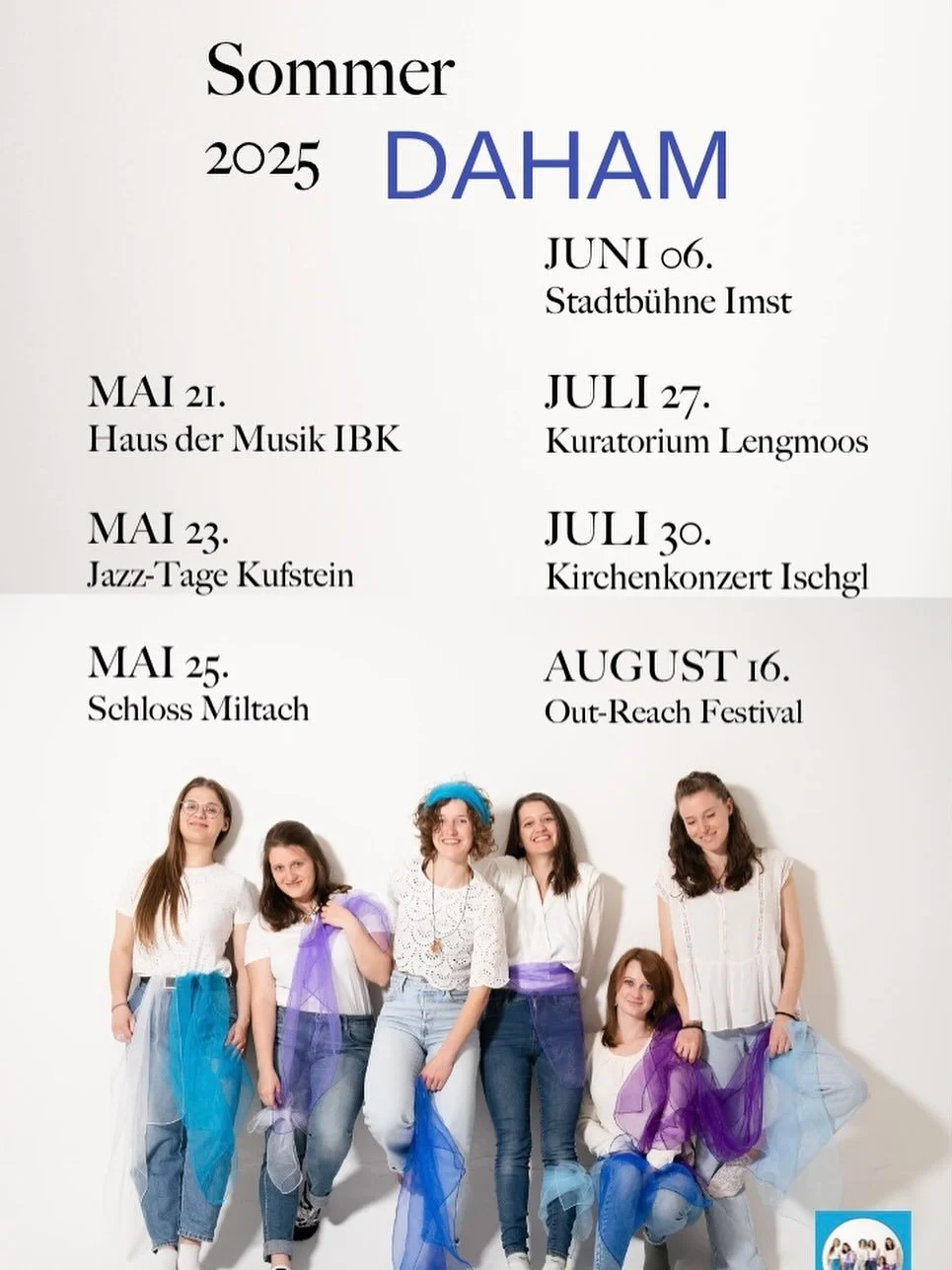 N&auml;chste Woche sind wir endlich wieder unterwegs! Am 27.07. um 20:30 In Lengmoos(Kuratorium)  und am 30.07. um 20:30 in Ischgl(Pfarrkirche)  Kommt Vorbei wir freuen uns auf euch! 🩵🦋🪻