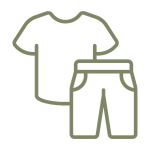 Outline of a T-shirt and a pair of shorts