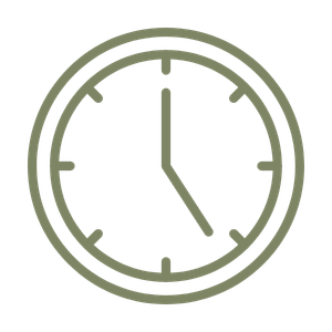 Outline of a clock showing 11:25.