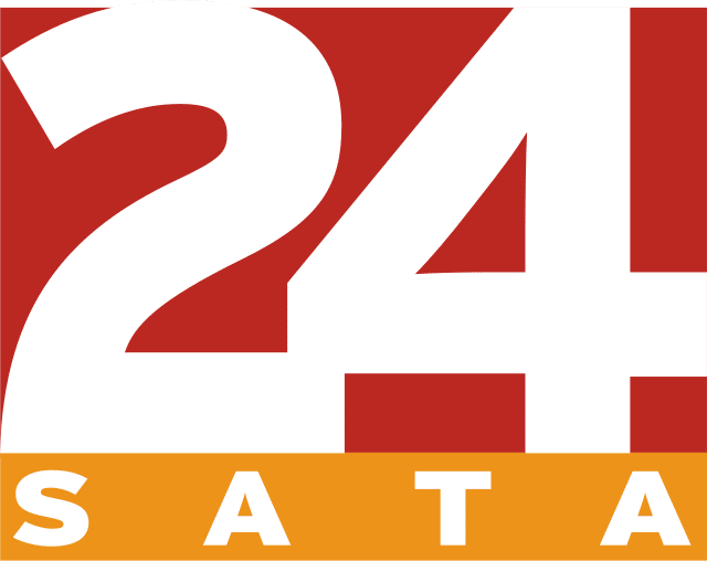 Logo with the number '24' in large white font on a red background, with the word 'SATA' in white letters on an orange strip at the bottom.