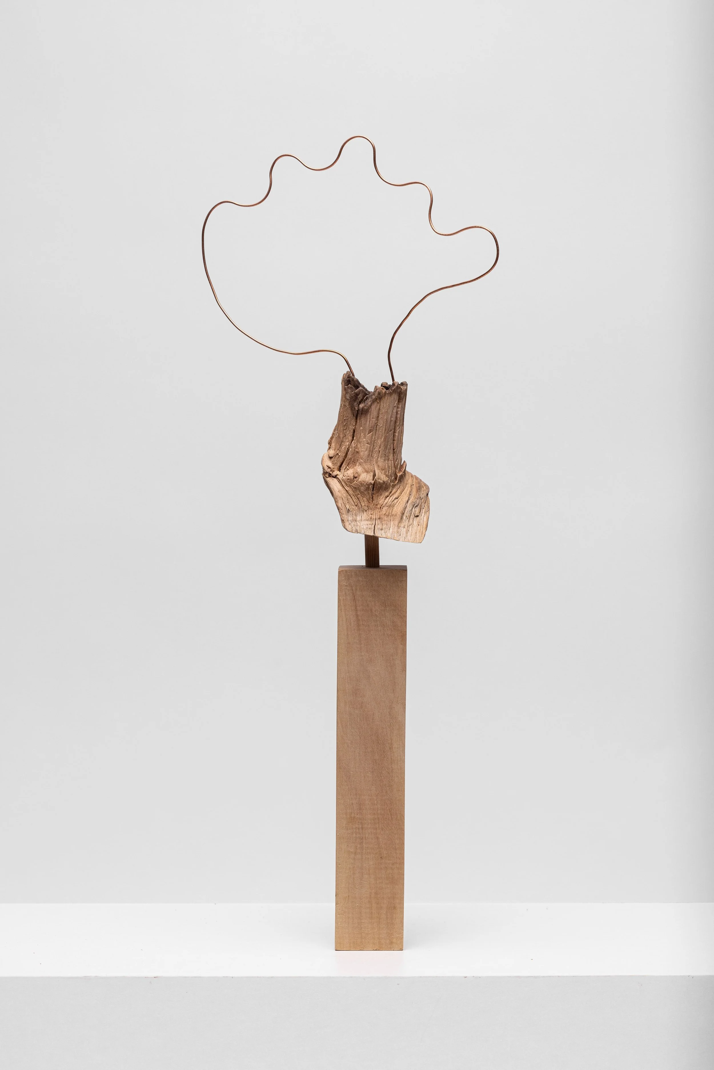 Der Strei, 2023, 58,7 x 23,3 x 12 cm, Holz natur, Kupferdraht