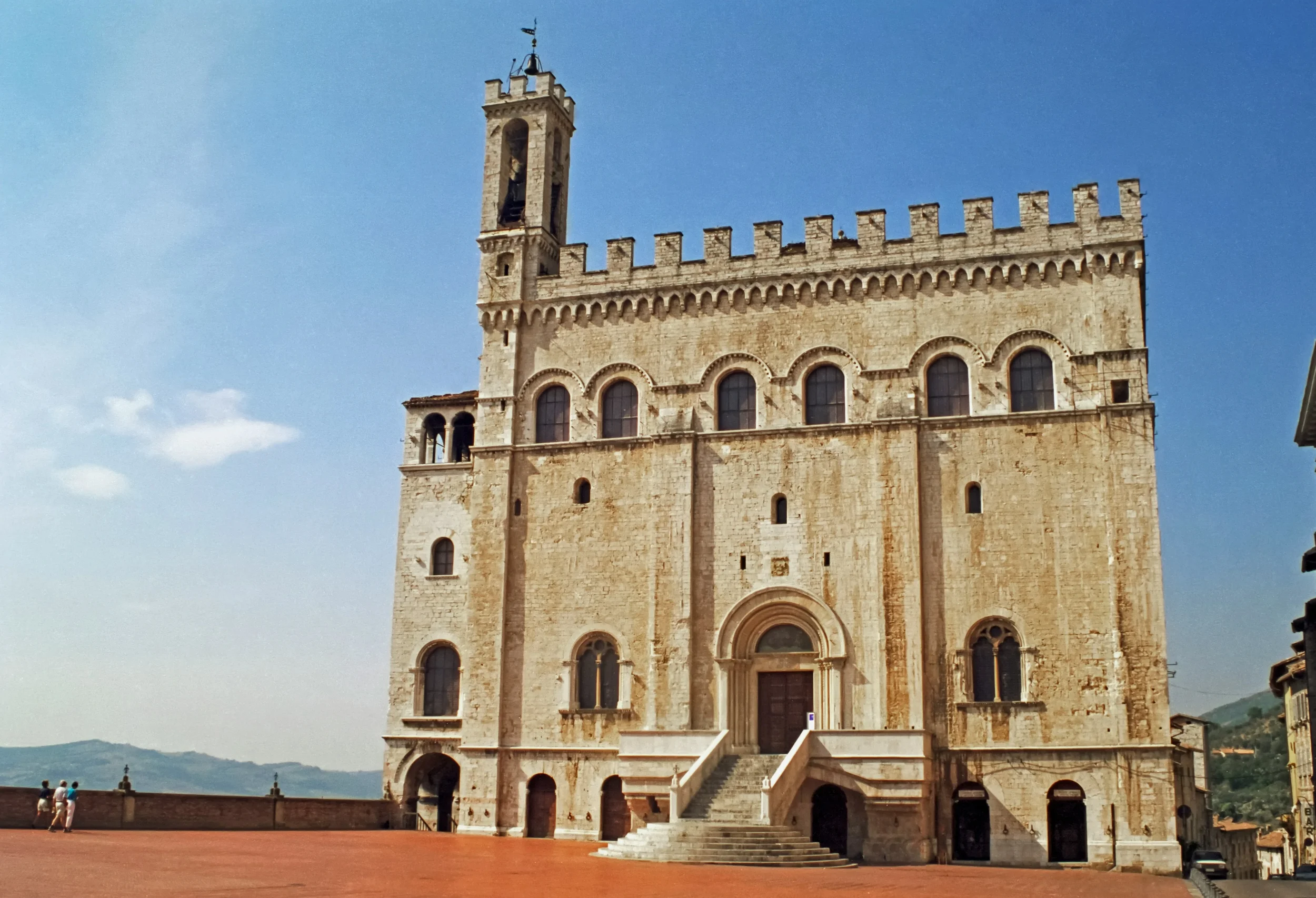 Palazzo dei Consoli and its bell tower overlooking Piazza Grande in Gubbio