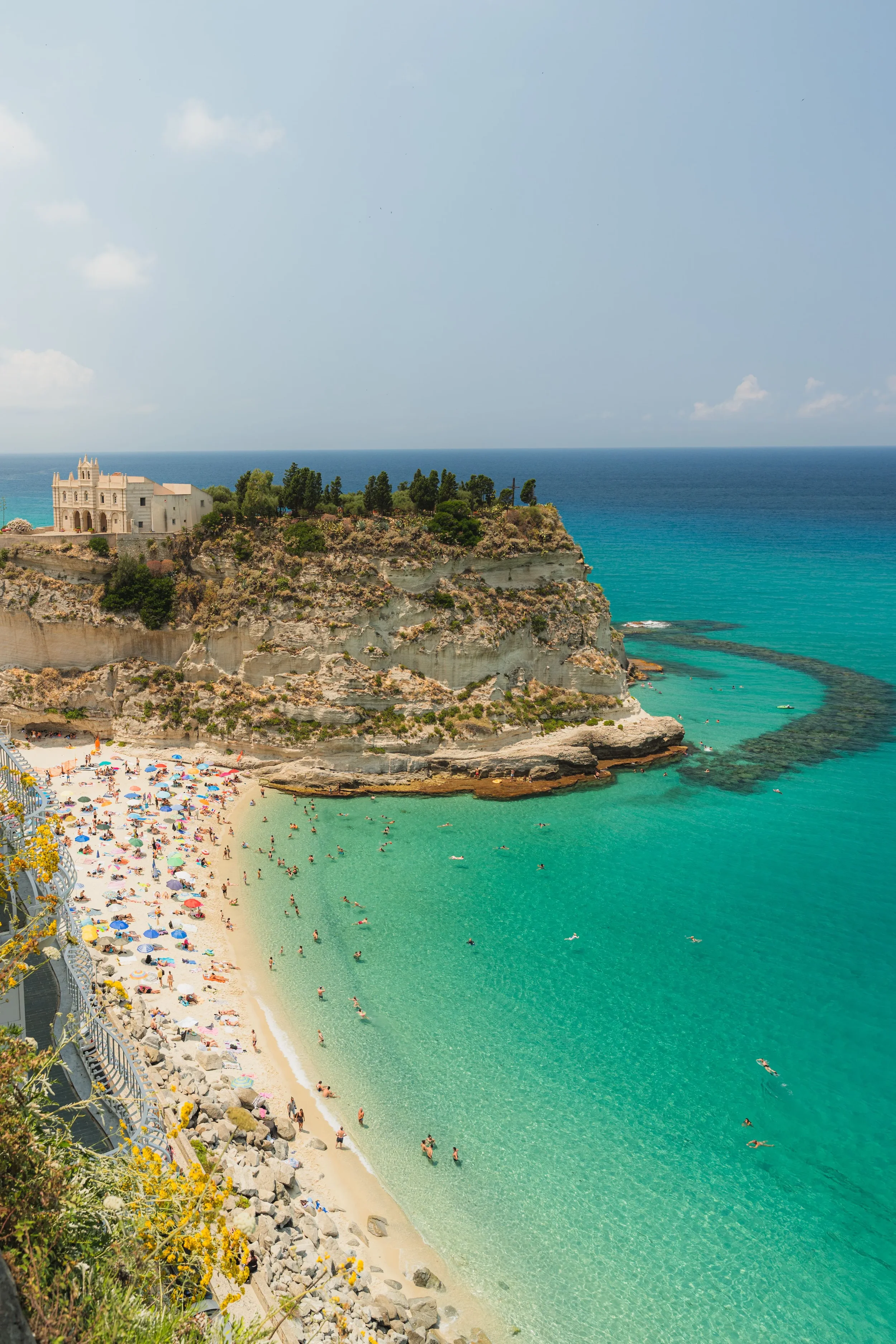 Tropea Calabria coastline and turquoise Mediterranean Sea in southern Italy