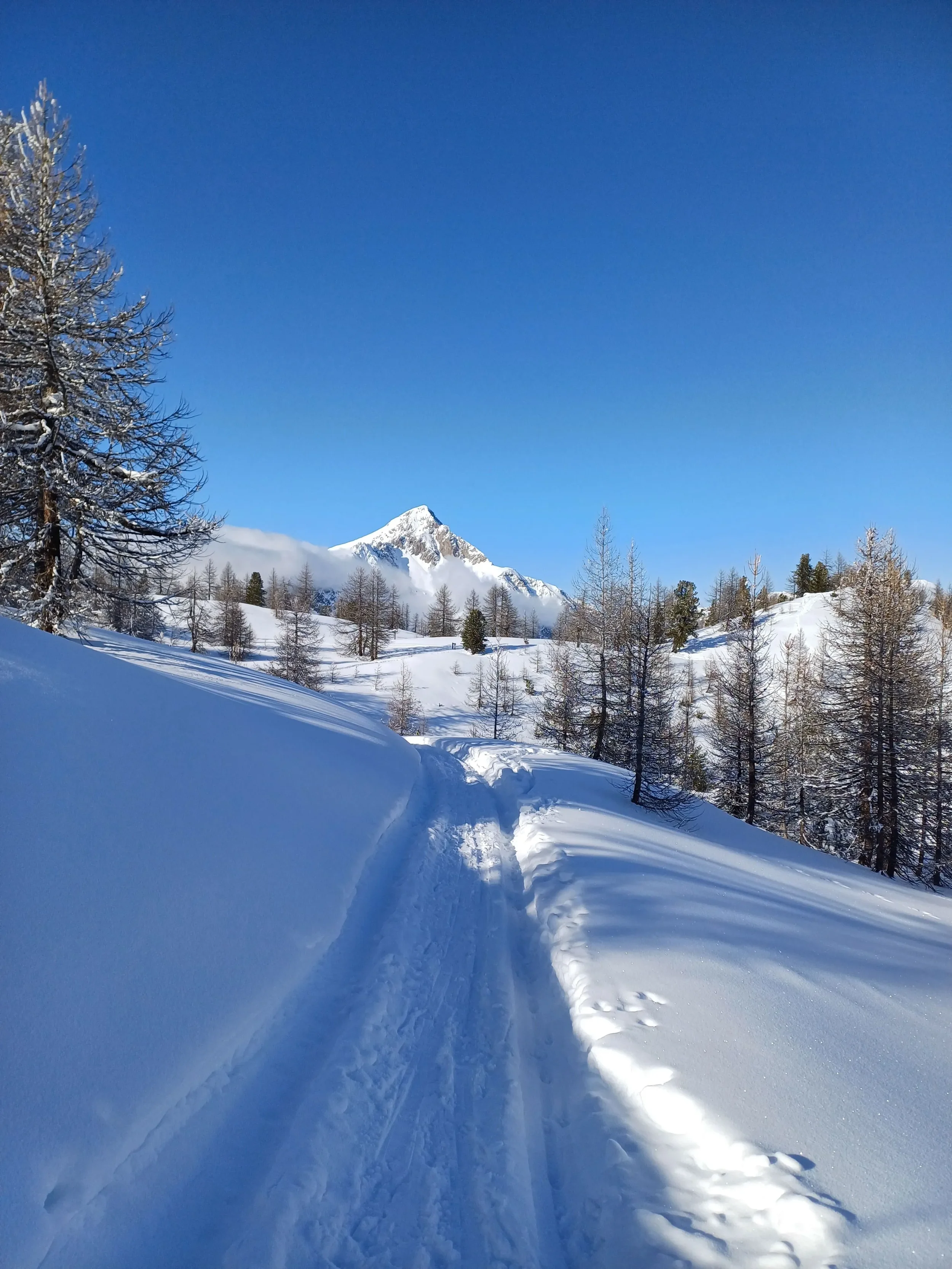 Snow-covered Alpine mountains in Valle d’Aosta during winter, Italy