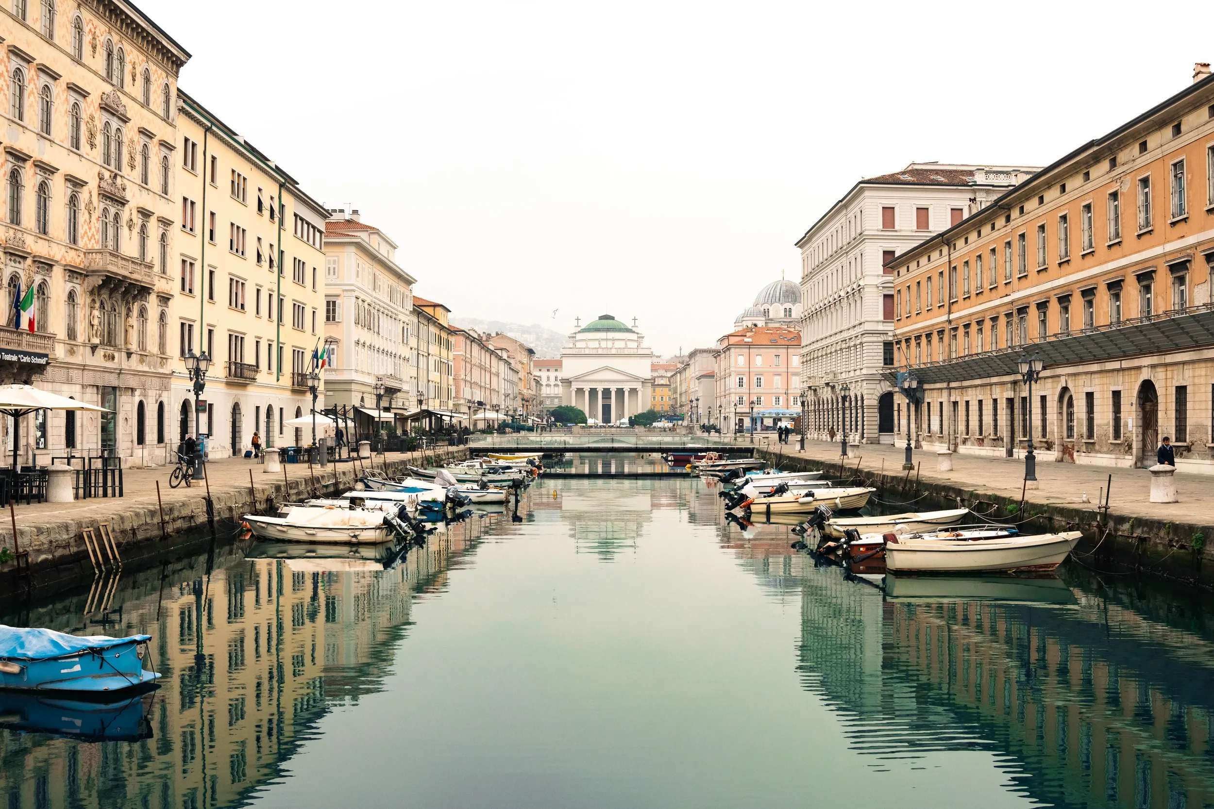 City with canals in autumn in Friuli-Venezia Giulia, Italy