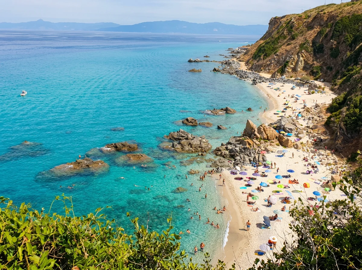 Paradiso del Sub beach with clear turquoise water in Zambrone, Calabria