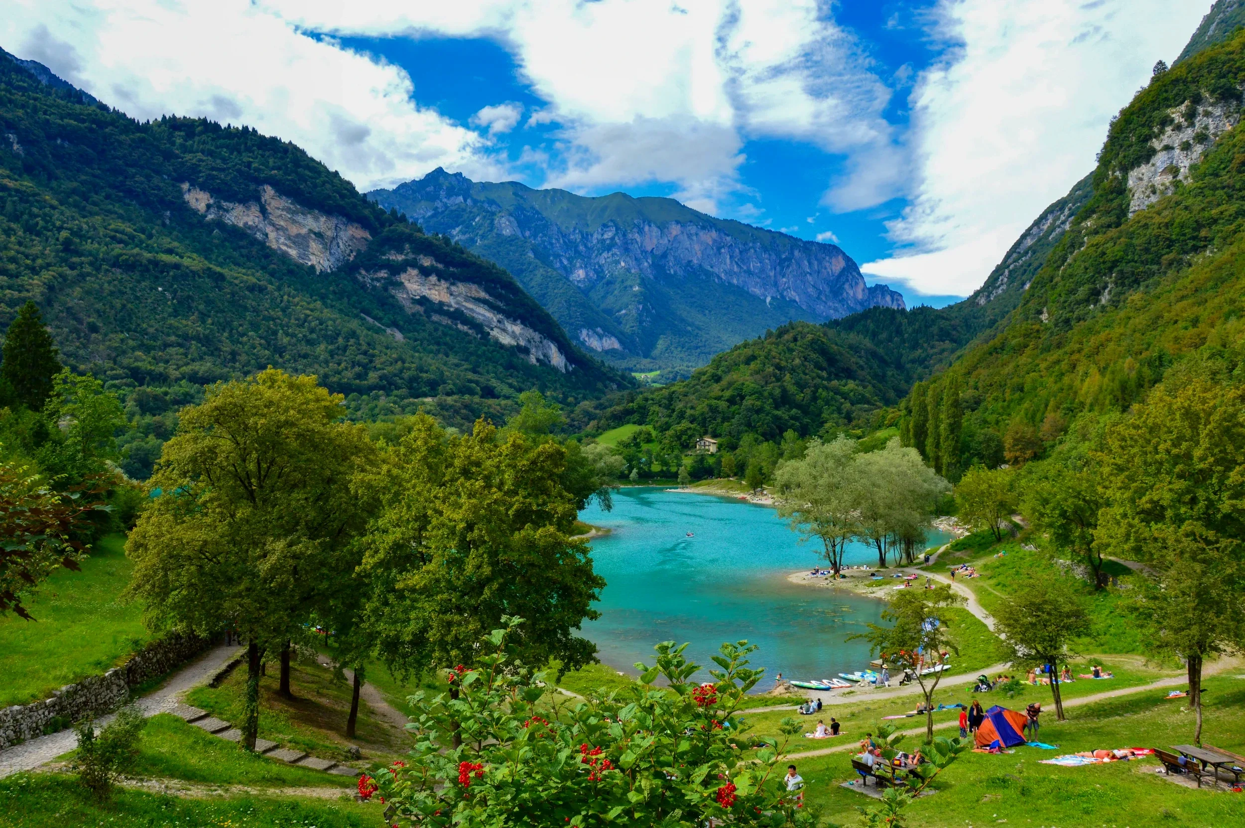 Pristine lake near Canale di Tenno in Trentino-Alto Adige, Italy