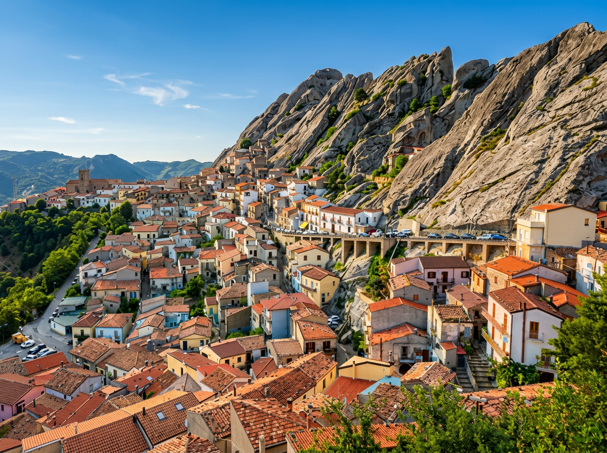 Pietrapertosa village built around the rocky slopes of Basilicata.