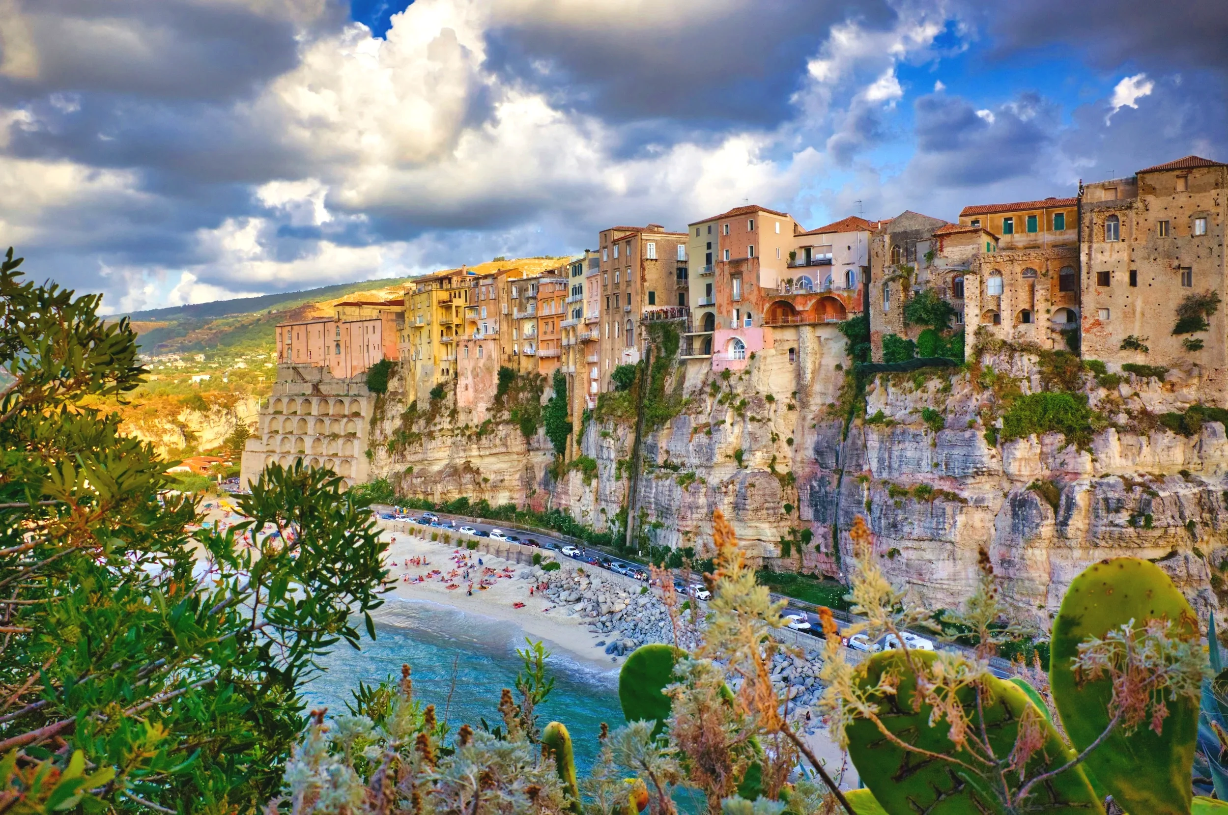 Tropea clifftop houses overlooking the Tyrrhenian Sea in Calabria, Italy