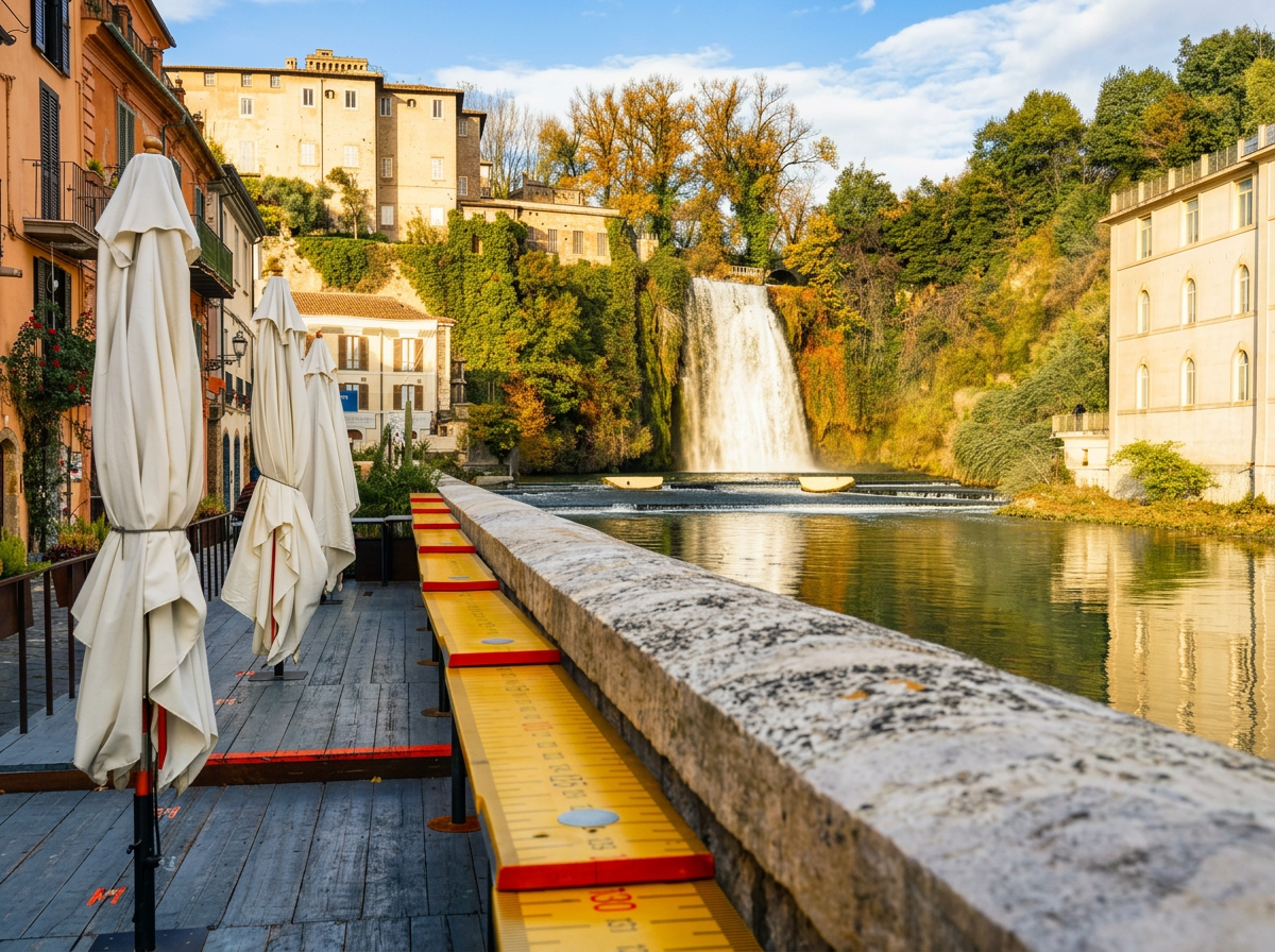 The riverside and waterfall in the historic centre of Isola del Liri.