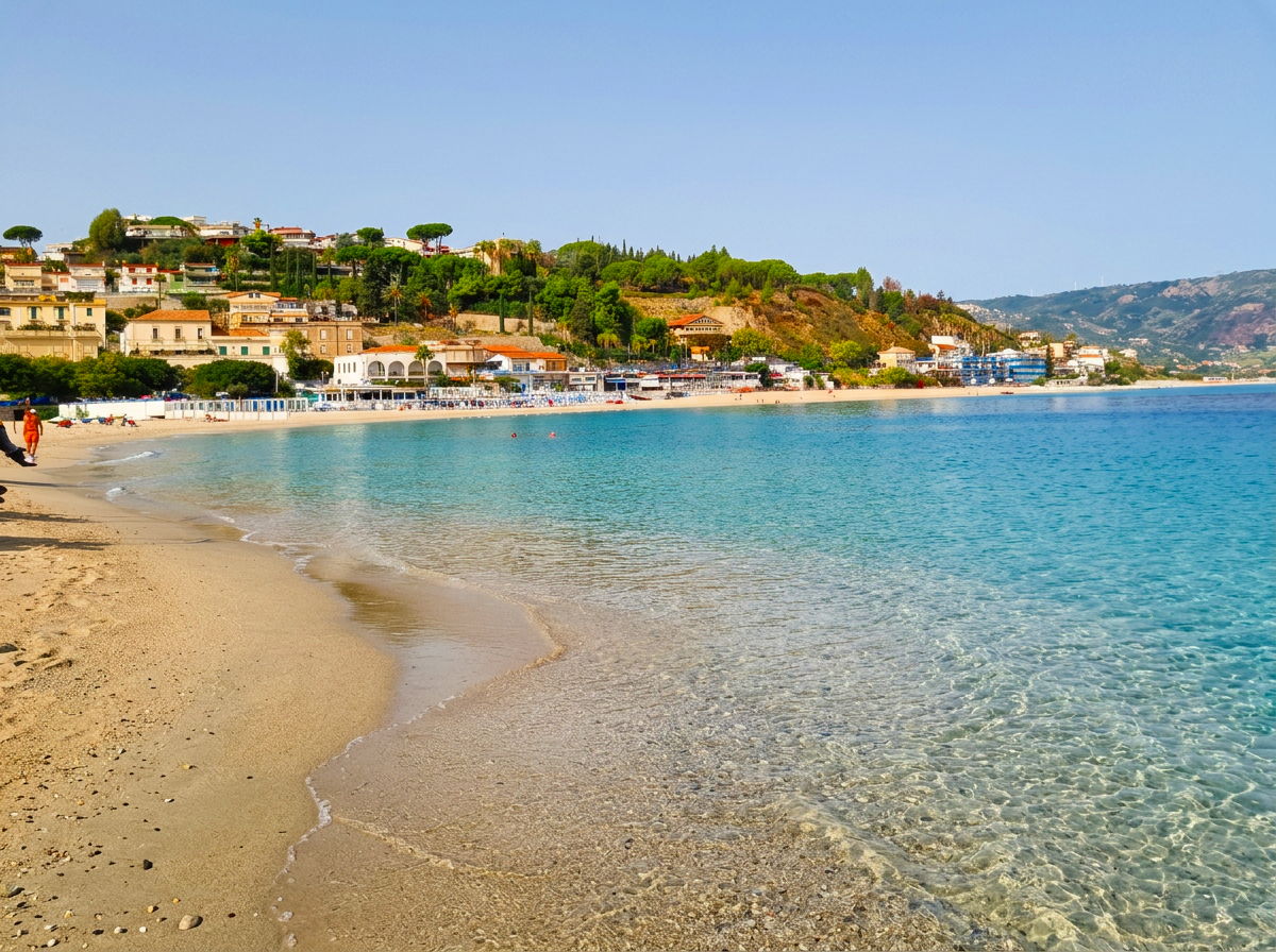 Soverato Beach and clear Ionian Sea in Calabria, Italy
