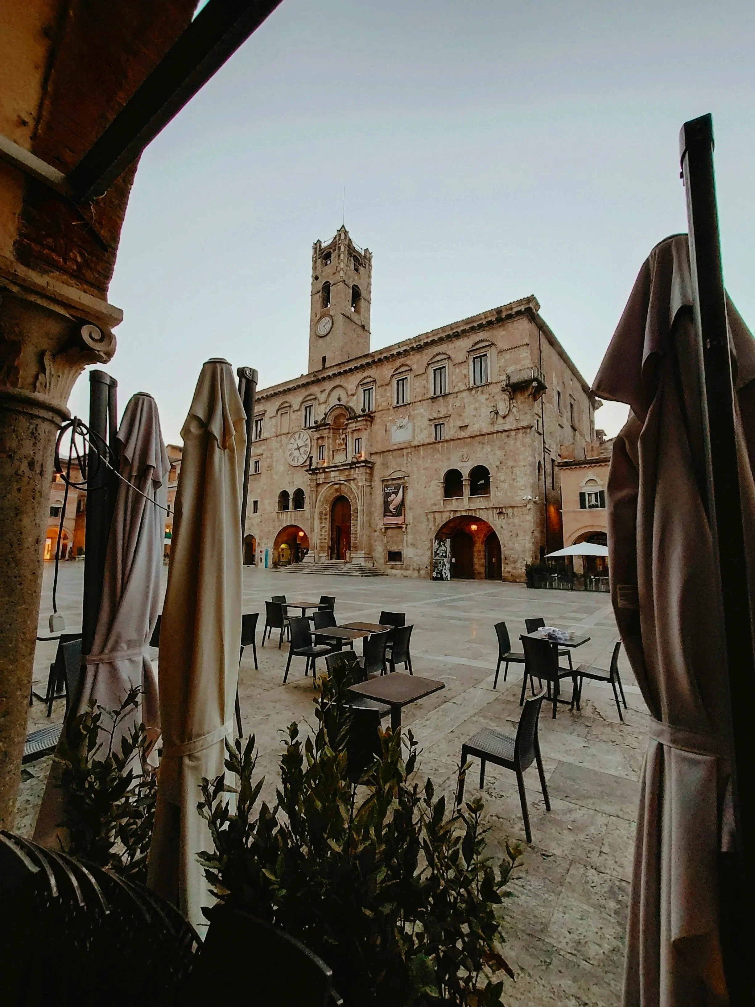 Palazzo dei Capitani del Popolo and historic Piazza del Popolo in Ascoli Piceno, Le Marche, Italy