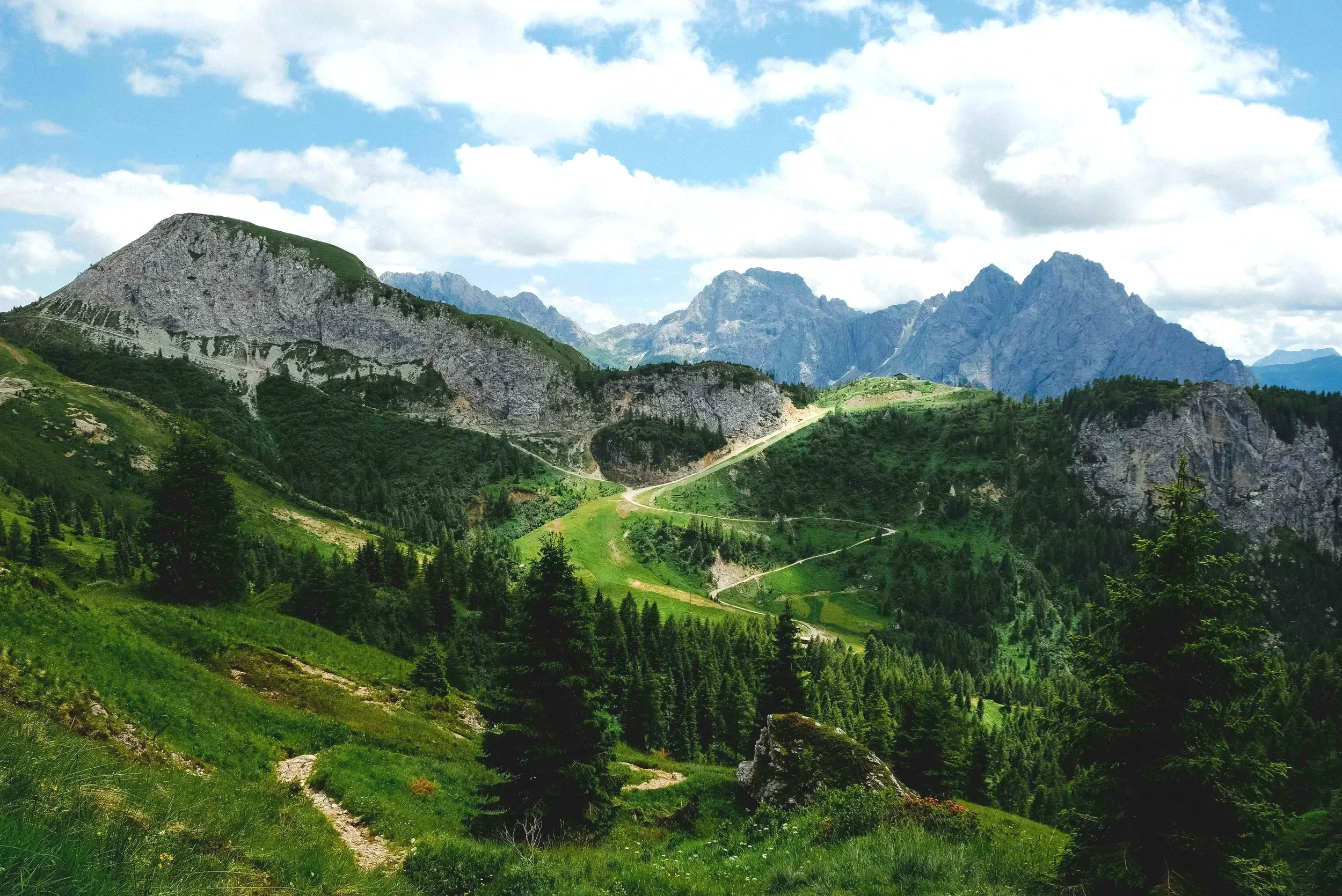 Traditional Alpine houses in Sappada, Friuli-Venezia Giulia, Italy