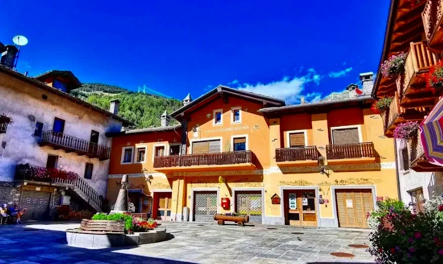 Traditional stone houses and historic streets in Étroubles, Valle d’Aosta, Italy