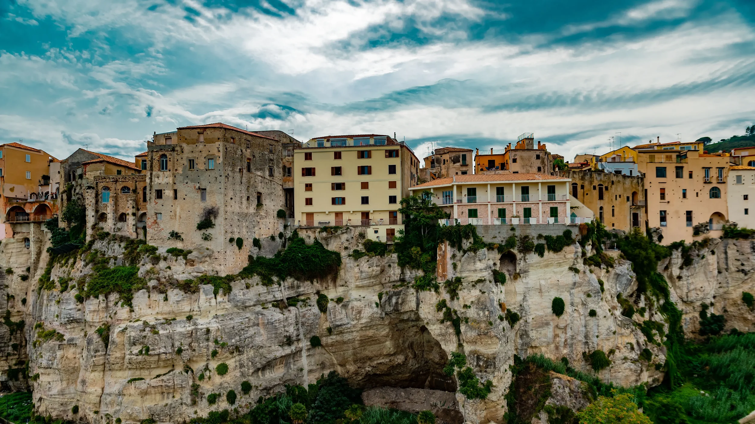 Autumn village on cliffs in Calabria, Italy