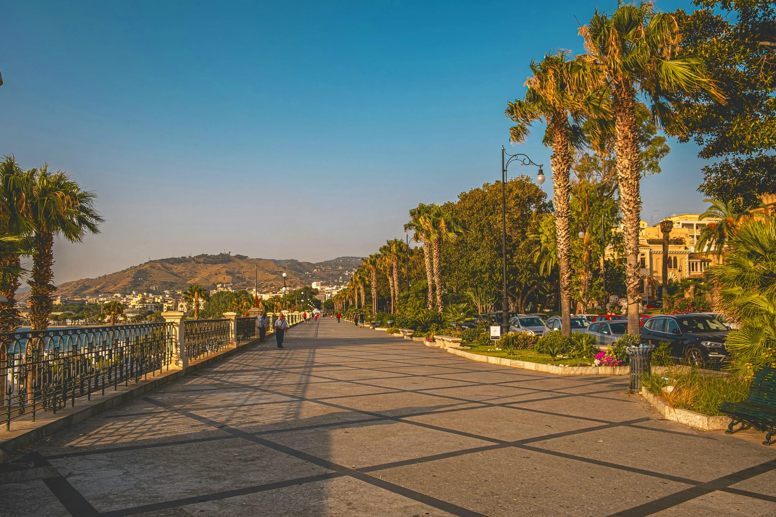 Lungomare promenade along the waterfront in Reggio Calabria, Italy