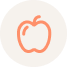 Simple illustration of an apple with a small leaf on top.