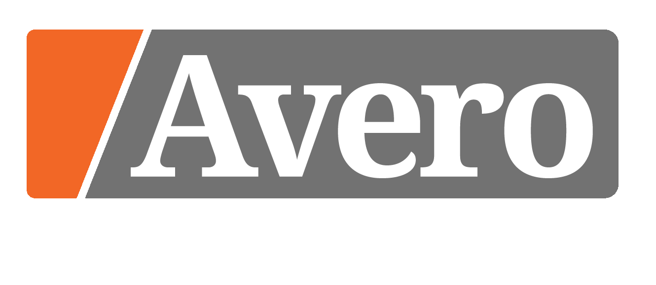 Averto logo with orange and gray design elements.