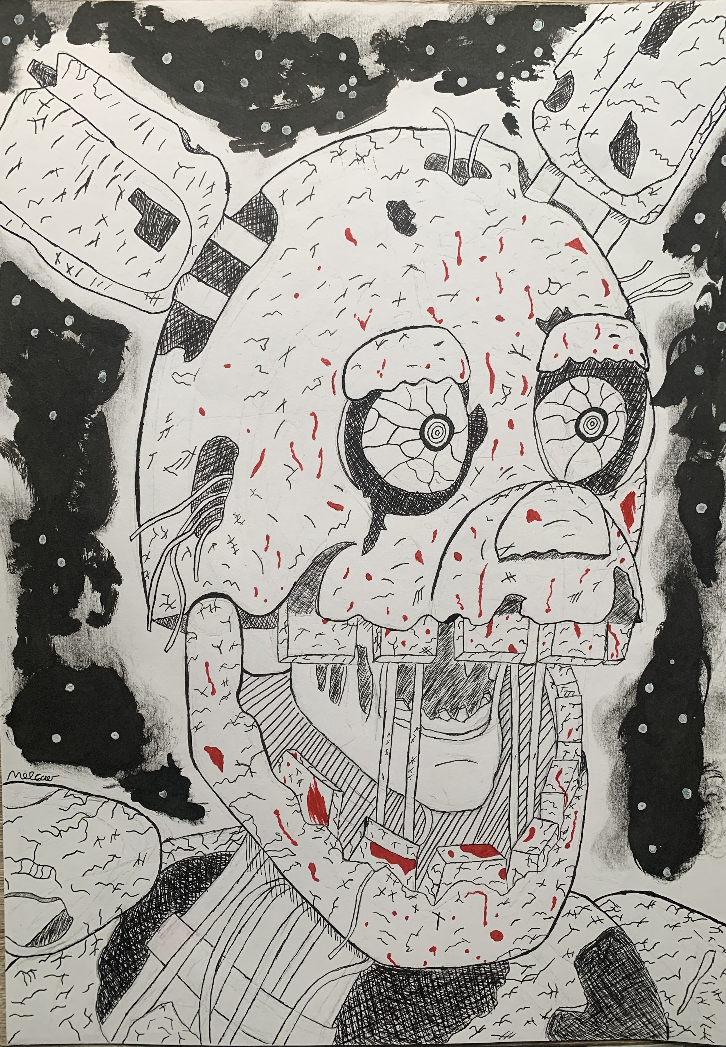Springtrap Black and White Illustration 