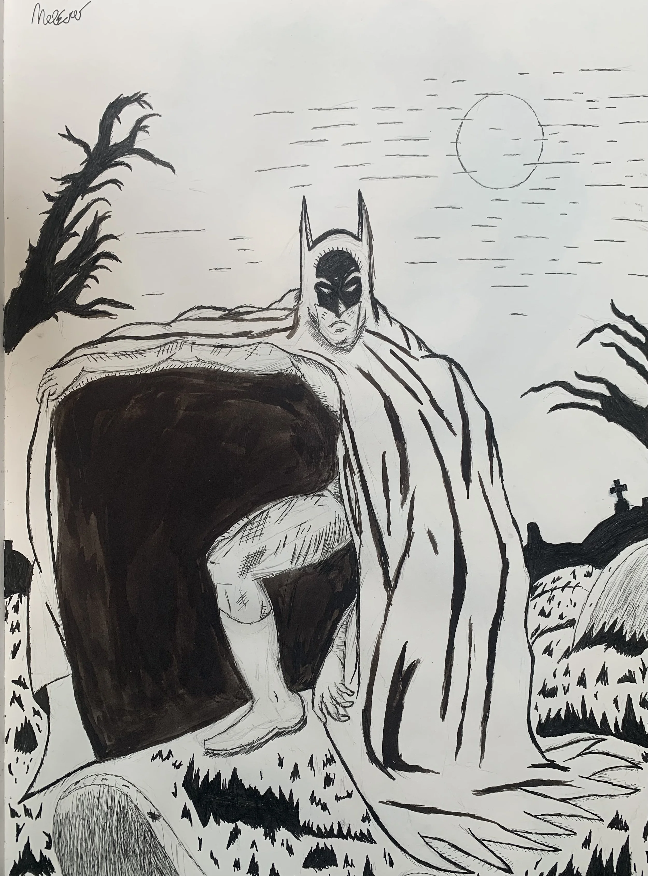 Batman Full Page illustration Sketch  