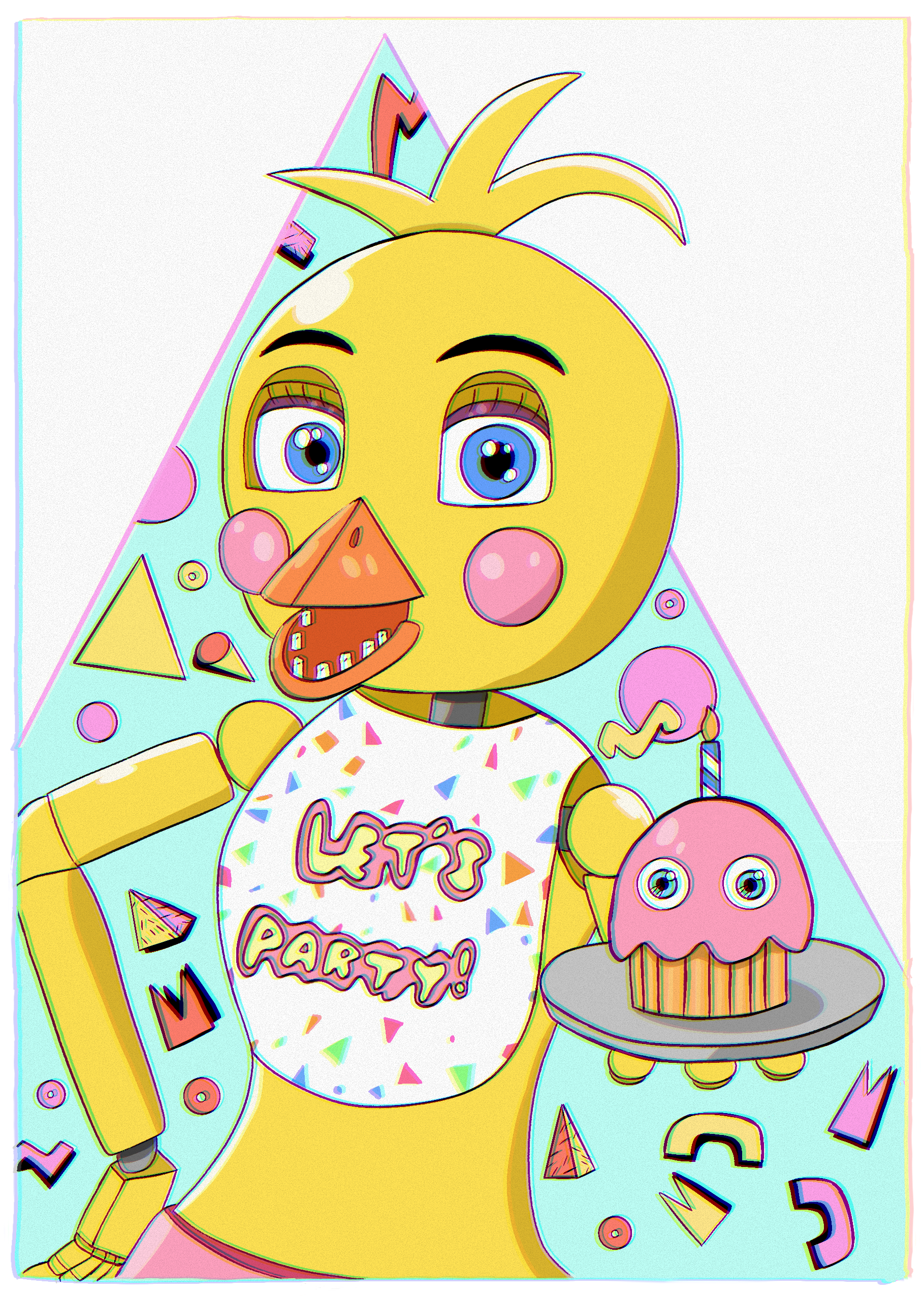 Toy Chica Retro 80s Styled Illustration  