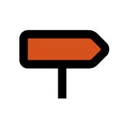 Orange directional arrow sign